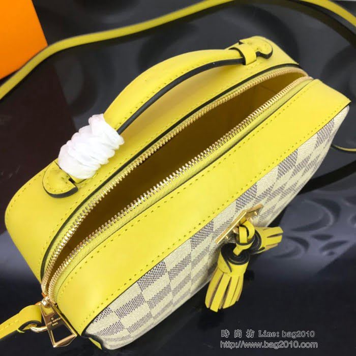 路易威登LV女包 頂級原單 N40154 N40155 Saintonge手袋 Damier Azur帆布 彩色皮革飾邊 可手提 可肩背 斜挎   ydh2695